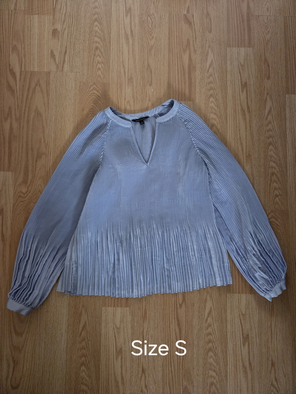 Banana Republic Sky Blue Pleated Long-Sleeve Blouse